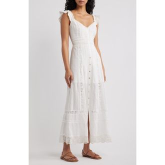 LoveShackFancy Kailette Sleeveless Maxi Dress in Optic White at Nordstrom, Size Xx-Large