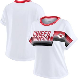 WEAR by Erin Andrews Womens WEAR by Erin Andrews White Kansas City Chiefs Cropped Center Stripe Dolman T-Shirt at Nordstrom, Size Xx-Large
