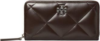Tory Burch Kira Diamond Quilted Leather Zip Wallet in Cocoa at Nordstrom