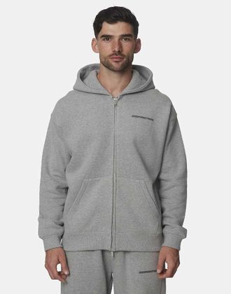 Good For Nothing felpa con cappuccio oversize con zip in misto cotone grigia-Grigio