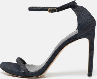 Stuart Weitzman Blue Denim Ankle Strap Sandals
