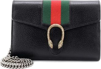 Gucci Dionysus Web Chain Wallet Leather Small crossbody bag - Zwart