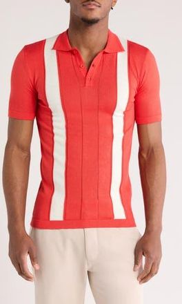T.R. Premium Textured Knit Stripe Polo in Watermelon at Nordstrom Rack, Size Xx-Large