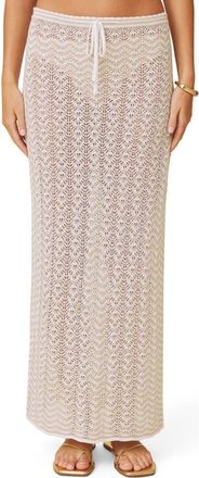 Splendid Eleni Stripe Pointelle Sweater Skirt in White/light Fawn at Nordstrom, Size X-Large