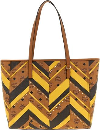MCM Shopping Bags, female, Multicolor, ONE SIZE, Geometric Pattern Stud Embellished Handbag