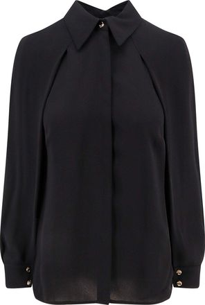 Elisabetta Franchi Viscose Shirt With Gold Metal Button-Donna