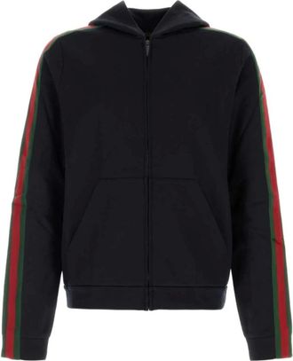 Gucci Hoodies & sweatvesten, Heren, Blauw, L, Katoen, Zijde en Katoen Sweatshirt