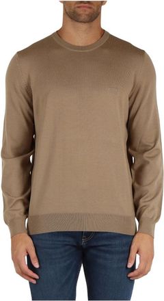 HUGO BOSS Katoenen Crewneck Sweater - Heren - Ronde hals truien - Bruin - 3XL - Katoen - Truien & Vesten