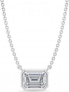 Allurez Emerald Lab Diamond Solitaire Pendant Necklace 14K White Gold (1.00ct)