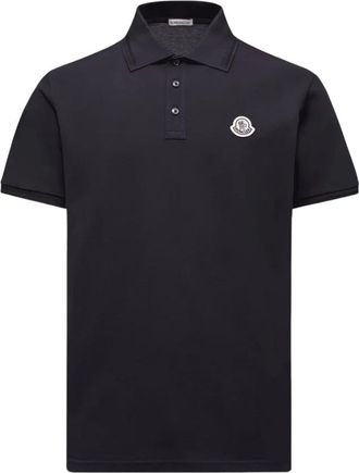 Moncler Polo van Katoen Piqu&eacute; met Tricolore Logo - Heren - Polos - Blauw - S - Katoen - Tops