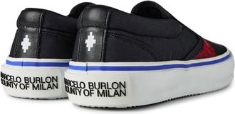 Marcelo Burlon Mens Icon Wings Logo Slip-On Sneakers Black Rubber Sole
