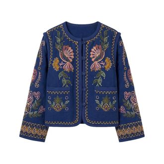 Farm Rio FARM Rio, Light Jackets, female, Blue, Size: XS Richelieu Jacket