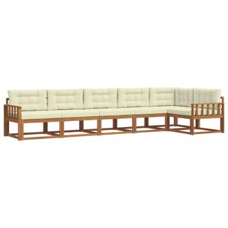 vidaXL Conjunto De Sof&aacute;s De Exterior Con Coj&iacute;n 6 Pcs Natural Y Crema Vidaxl