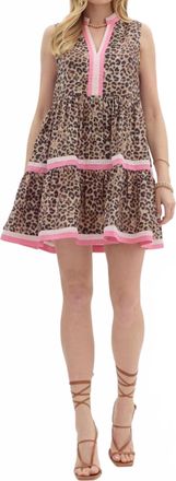 Entro Womens Leopard Print Sleeveless Mini Dress In Pink