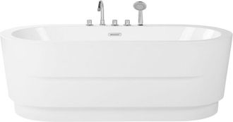 Beliani Beliani - Ba&ntilde;era Independiente Blanca De Acr&iacute;lico Sanitario Ovalado Individual 170 X 80 Cm Dise&ntilde;o Moderno Con Grifo Empresa