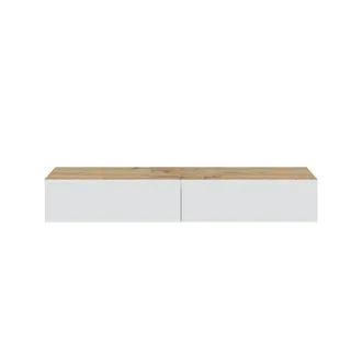 Calicosy Mueble tv suspendido 2 abatibles y 2 estantes l180 cm - blanco y roble