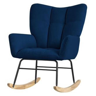 ML Design Sill&oacute;n balanc&iacute;n azul oscuro, cubierta de rizo