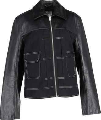 Maison Margiela Margiela Zipped Denim Jacket in Black Leather