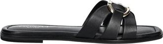 Twinset Platte Sandalen - Dames - Sandalen - Zwart - 36 EU - Leer - Schoenen