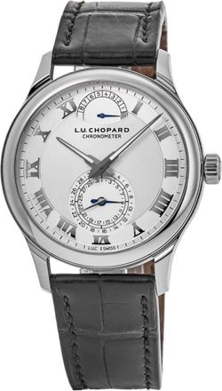 Chopard L. U.C Quattro 18kt White Gold Silver Dial Black Leather Mens Watch 161926-1001