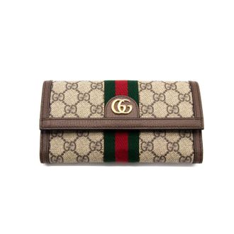 Gucci Leather Trim Ophidia GG Continental Wallet
