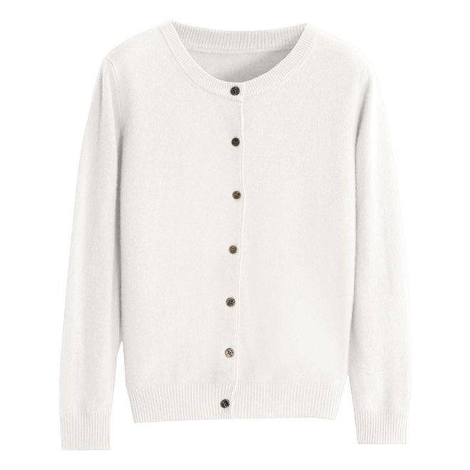 Shffuw Cashmere Lightweight Solid Color Buttoned Cardigan for Woman UK, Crew Neck Long Sleeve Loose Fit Knitted Jumpers Soft Lightweight Stretchable S