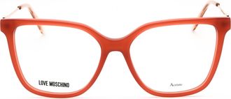Love Moschino MOL612 Rectangular Acetate Eyeglasses - Coral