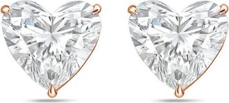 Diana M. Jewels 14Kt Rose Gold 12.00 cts Lab Grown Heart shaped Diamond Studs