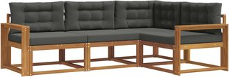 vidaXL Conjunto De Sof&aacute;s De Exterior 4 Uds. Natural Y Antracita Vidaxl