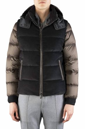 Moorer Mens Hooded Puffer Jacket In Nero