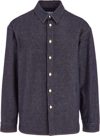 Ferragamo Long sleeved denim shirt - men - Cotton - 50 - Blue