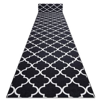 RugsX Rugsx - Alfombra De Pasillo Con Refuerzo De Goma Enrejado Tr&eacute;bol 100 Cm Marroqu&iacute; Negro Trellis 30350 Black 100x1050 Cm