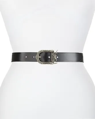 Saint Laurent Vegetal Browny YSL Leather Belt