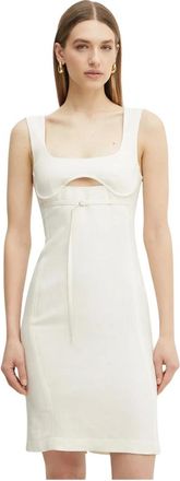Patrizia Pepe Kleedjes, Dames, Beige, M, Linnen, Linnenmix Jurk