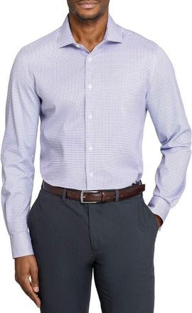 W.R.K Slim Fit Check Reworked Button-Up Shirt in White/purple at Nordstrom, Size 17.5