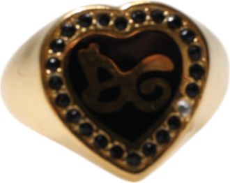 Dolce & Gabbana Womens Heart Ring Dg Logo - Beige - One Size