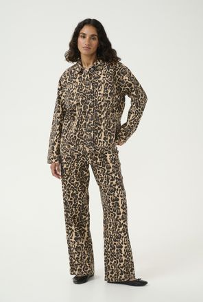 Kaffe Denim jack Loose fit Naturel Leopard Print