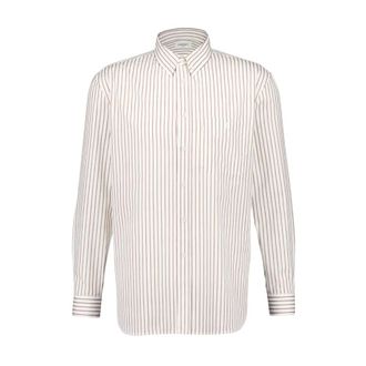 Saint Laurent Gestreept katoenen popeline overhemd - Heren - Overhemden - Beige - Maat: XL Katoen