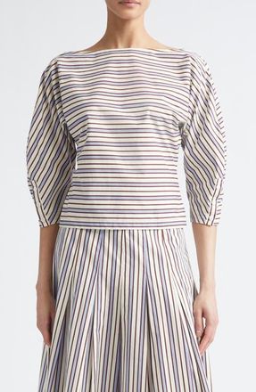 Lela Rose Stripe Dolman Sleeve Cotton Top in Cream Multi at Nordstrom, Size Medium