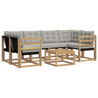 vidaXL Conjunto De Sof&aacute;s De Exterior 7 Pcs Blanco Y Gris Claro Vidaxl