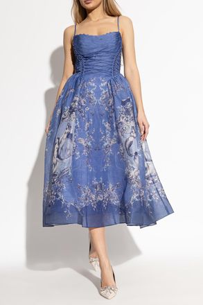 Zimmermann Dress With Floral Motif, Womens, Blue