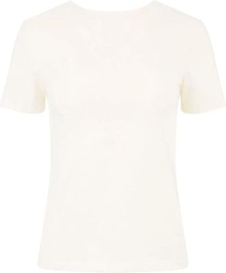 Nina Ricci T-shirt met diepe V-rug en draperie - Dames - T-shirts - Beige - L - Katoen - Tops