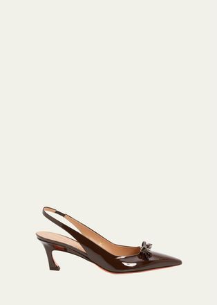 Santoni 55mm Adri Patent Leather Bow Pumps