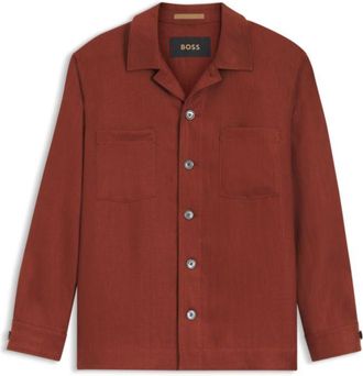 BOSS Regular-fit overshirt in wrinkle-resistant linen