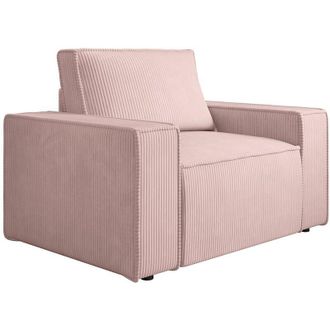 Vente-Unique Poltrona in Velluto a coste Rosa cipria - AMELIA