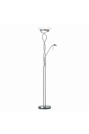 Netlighting Monaco Mother & Child Floor Lamp Satin Chrome Opal Glass G9 in Grey