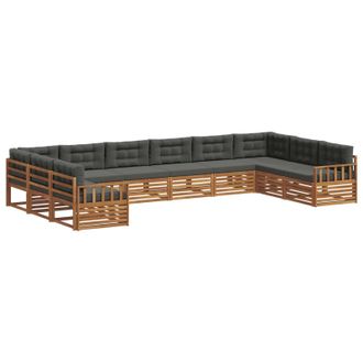 vidaXL Set Divani 5 Pz Naturale E Antracite Legno Di Acacia Massello Vidaxl