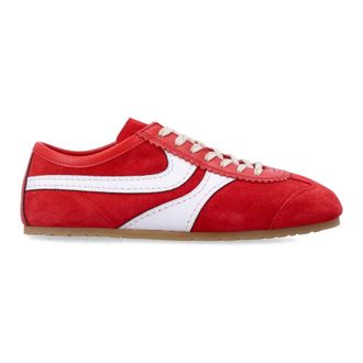 Dries Van Noten Sneakers, female, Red, Size: 8 US Suede-trimmed Leather Sneakers