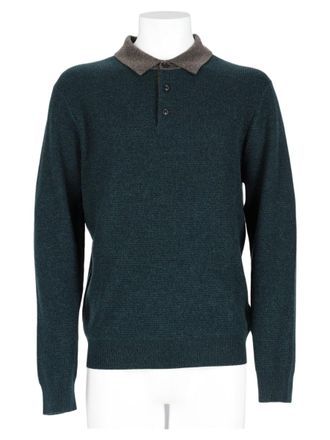 Paul Smith Green Merino Wool-Blend Long-Sleeve Knit Polo Shirt