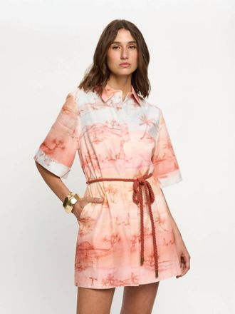 Kivari Sunset Shirt Mini Dress In Blue Orange